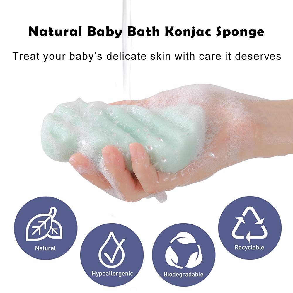 KECUCO 3 Pcs Natural Konjac Facial Sponges for Women and Girls, Gentle Facial Sponge for Cleansing and Makeup Removal, Bath Sponge for Babies
