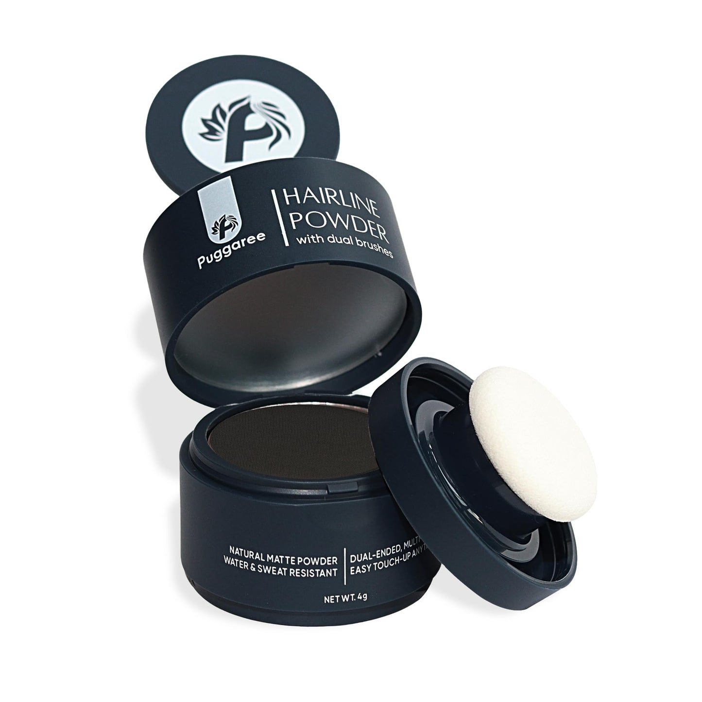 Puggaree Hairline Powder - Root Touch Up Hair Color for Gray Coverage, Bald Spot Concealer Hair Powder for Women & Men, Long-Lasting Root Cover