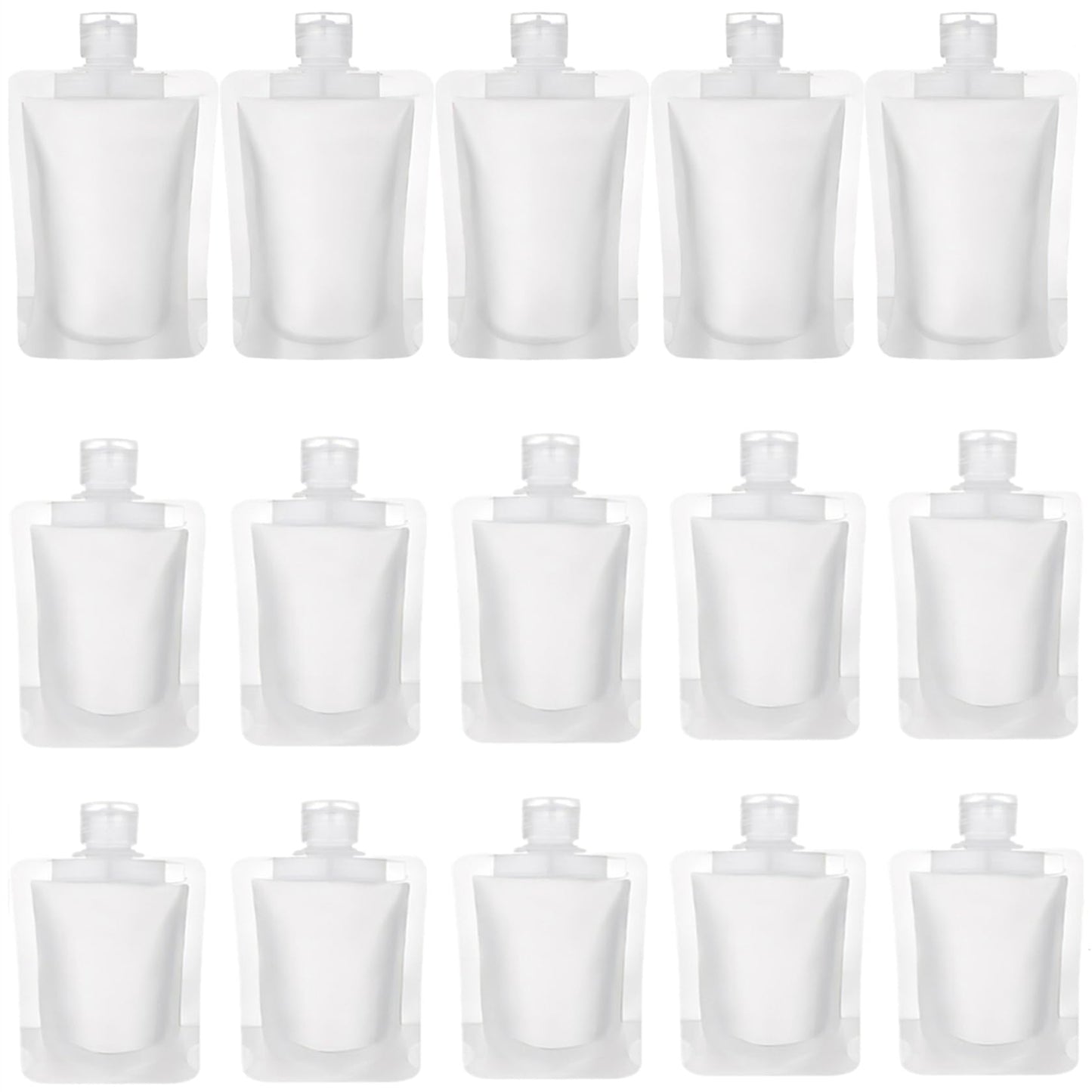 TUZAZO 15 Pack Travel Pouches for Toiletries, TSA Approved Travel Size Container, Refillable Empty Small Stand Up Travel Pouches for Shampoo