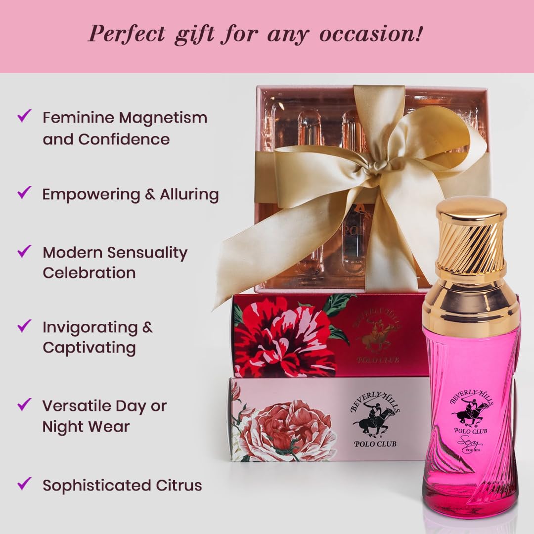 Beverly Hills Polo Club Sexy for Her – Eau de Parfum Spray 3.4 fl oz, Fresh Floral Perfume with Citrus, Jasmine & Rose Notes (Packaging May Vary)