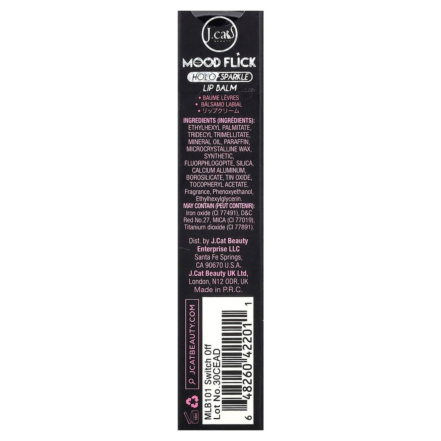 J.Cat Beauty Mood Flick, Holo-Sparkle Lip Balm, MLB101 Switch Off, 0.07 oz (2 g)
