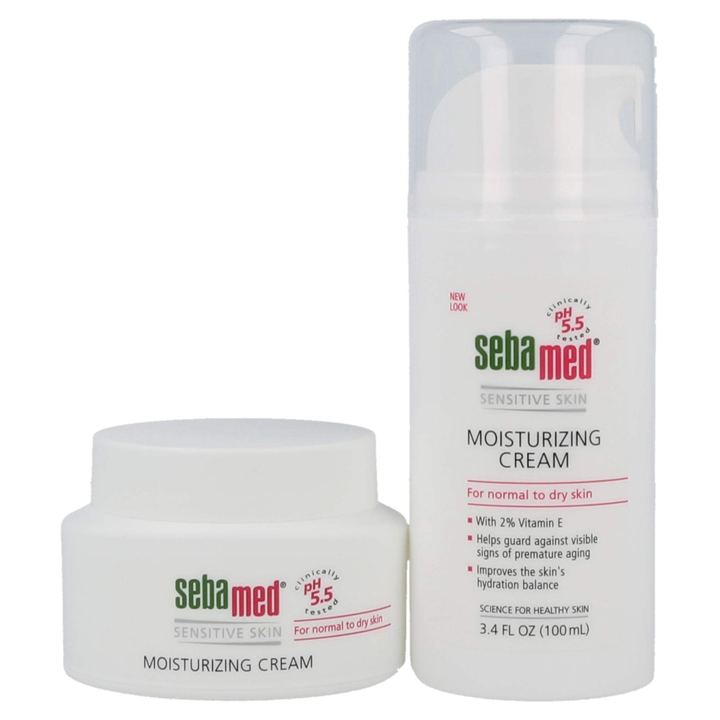 SEBAMED Moisturizing Face Cream 2.6 Fluid Ounces (75mL) and Moisturizing Face Cream with Pump 3.4 Fluid Ounces (100mL) Vitamin E pH 5.5 Dermatologist