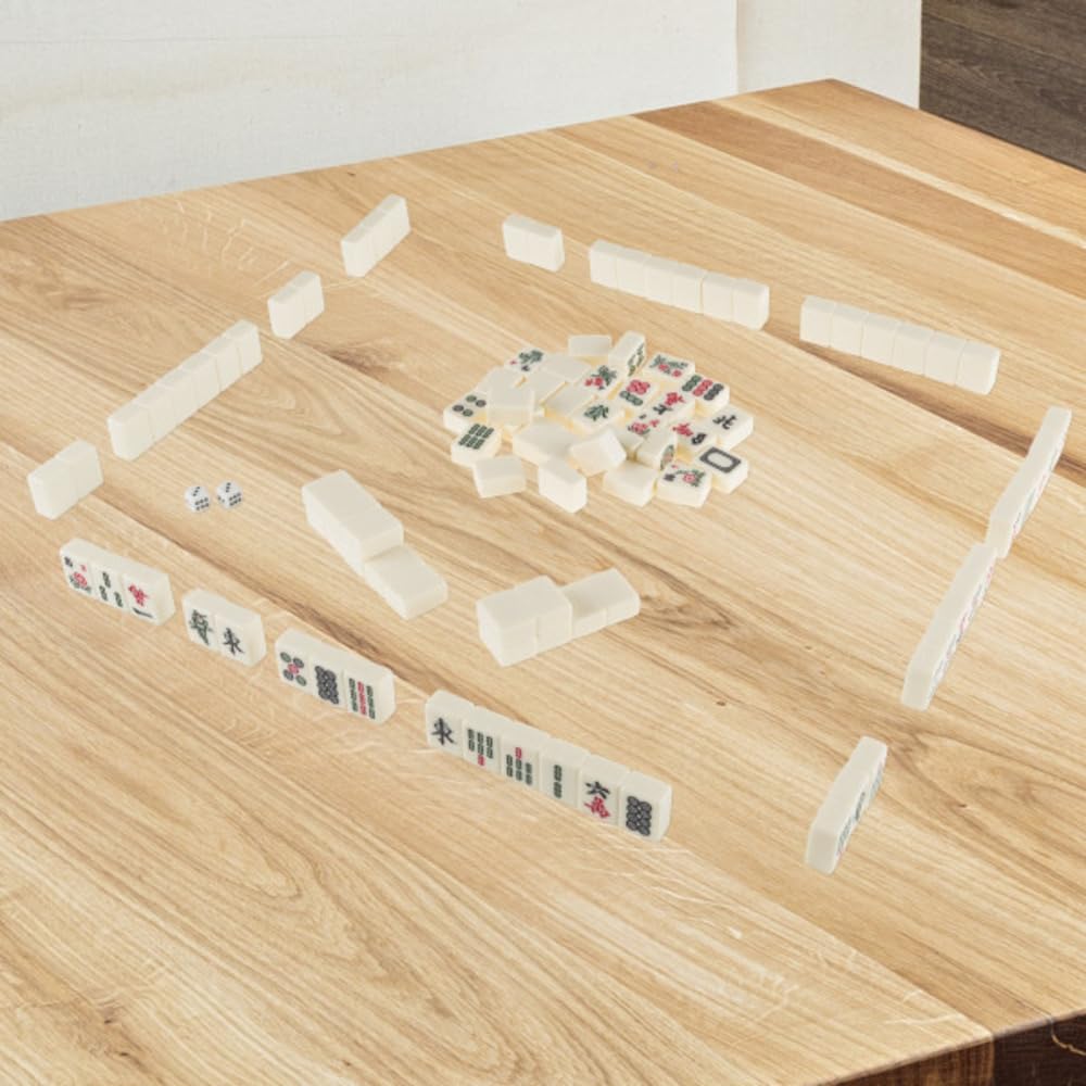 Hey! Play! Chinese Mahjong Game Set with 146 Tiles, Dice, and Ornate Storage Case for Adults, Kids, Boys and Girls