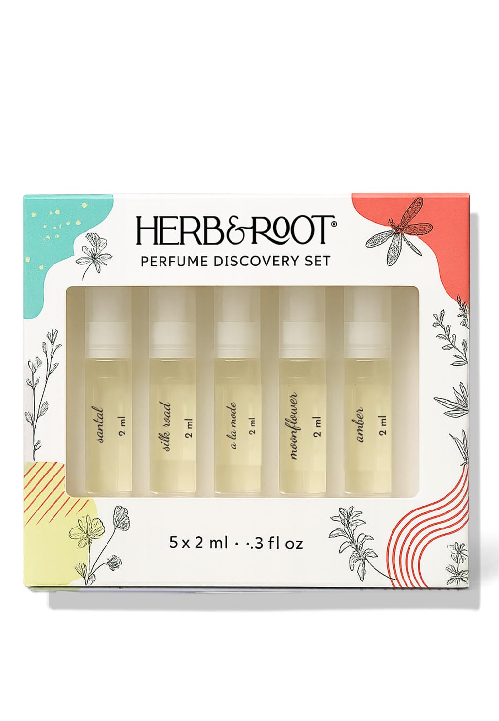 Herb & Root Perfume Discovery Set of 5 Clean Fragrance Perfume Sprays, Gender Neutral | 5 perfume samples | paraben free, non-toxic Beauty & Personal Care Herb & Root