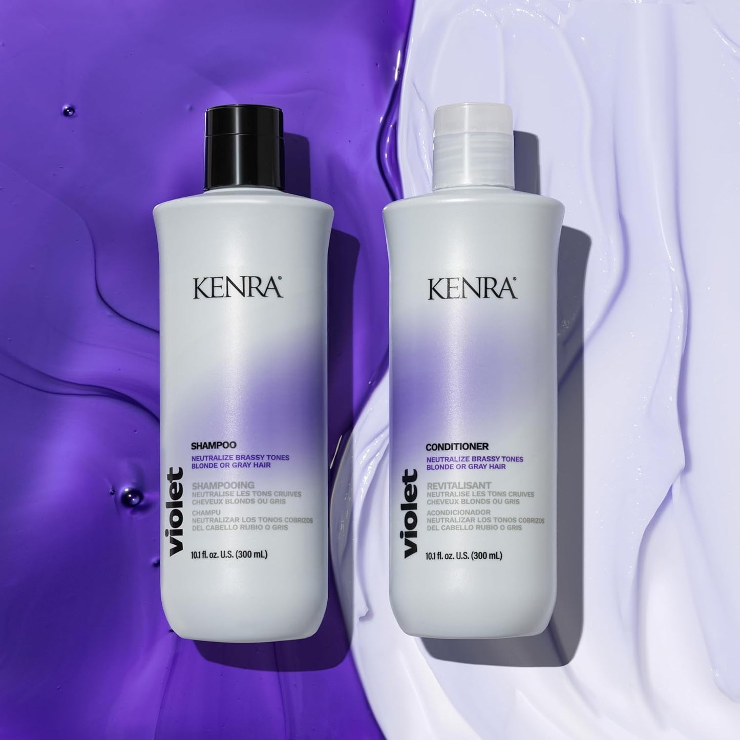 Kenra Violet Shampoo & Conditioner Set | Eliminates Brassy Tones | Purple Pigment + Deposit | Neutralizes Yellow | Moisturizes Processed Hair |