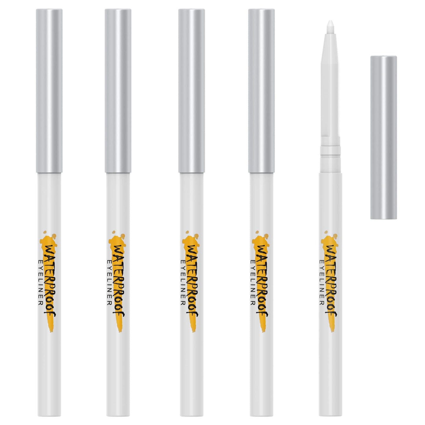 KAIQIKAIXI 5Pcs White Eyeliner Pen, Eyebrow,Eye Shadow Pencil, Lip Line Pen, Eyelid Pad, Pencil Makeup Set Tool