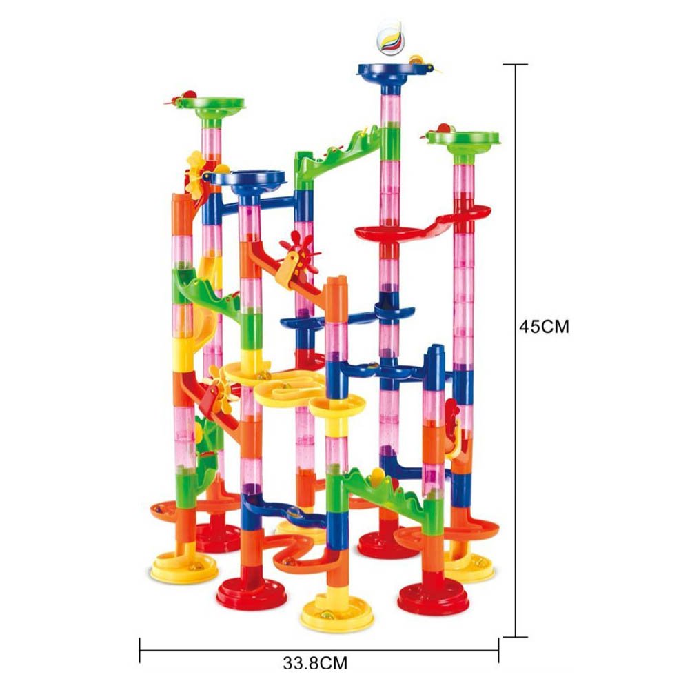 Jollymap Race Coaster 105pcs Marble Run Set – Construction & Building Blocks Maze Toy for Kids, Fun Marble Track Racing Playset