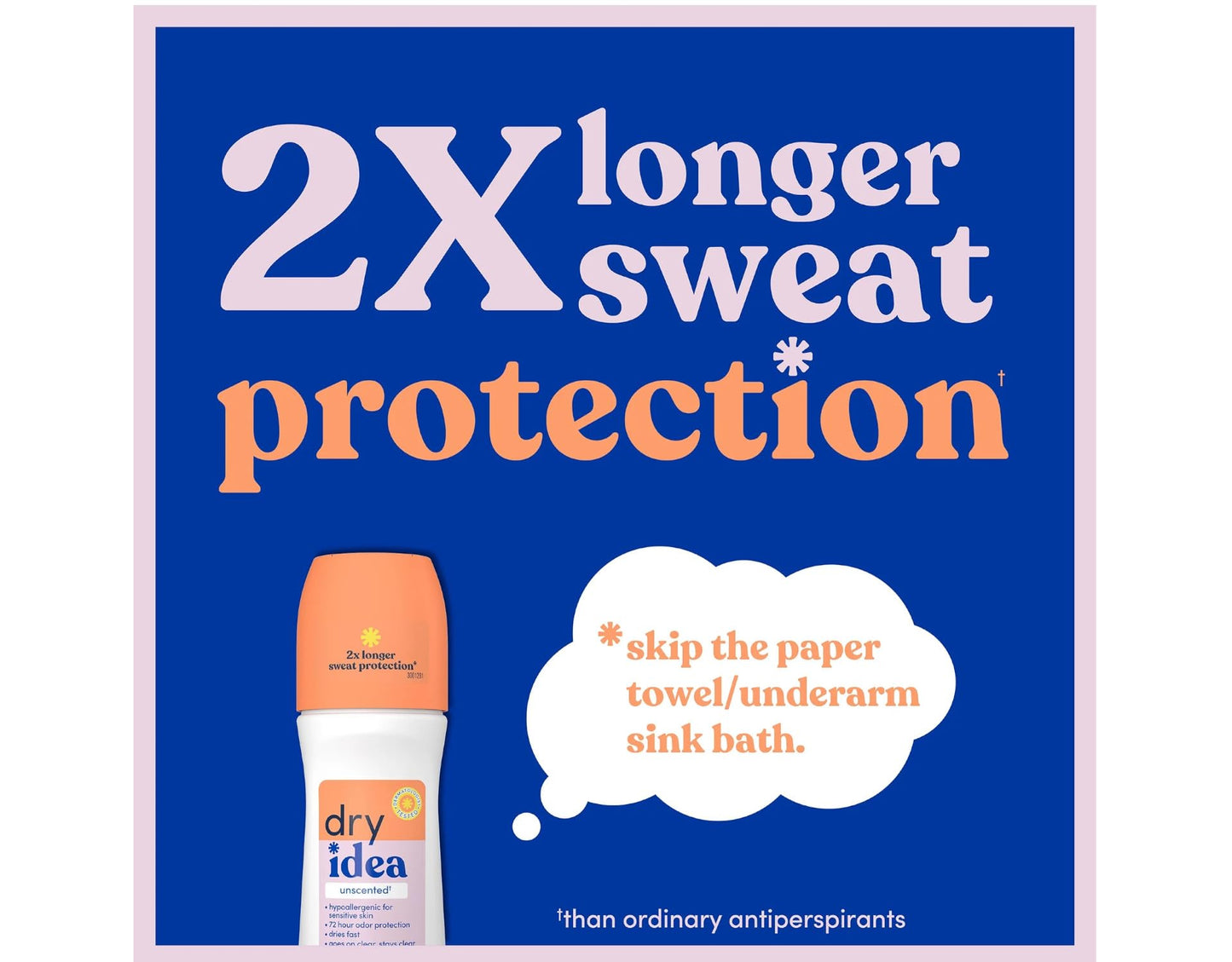 Dry Idea Anti-Perspirant Deodorant Roll-On Unscented, 3.25 Fl Oz (Pack of 3)
