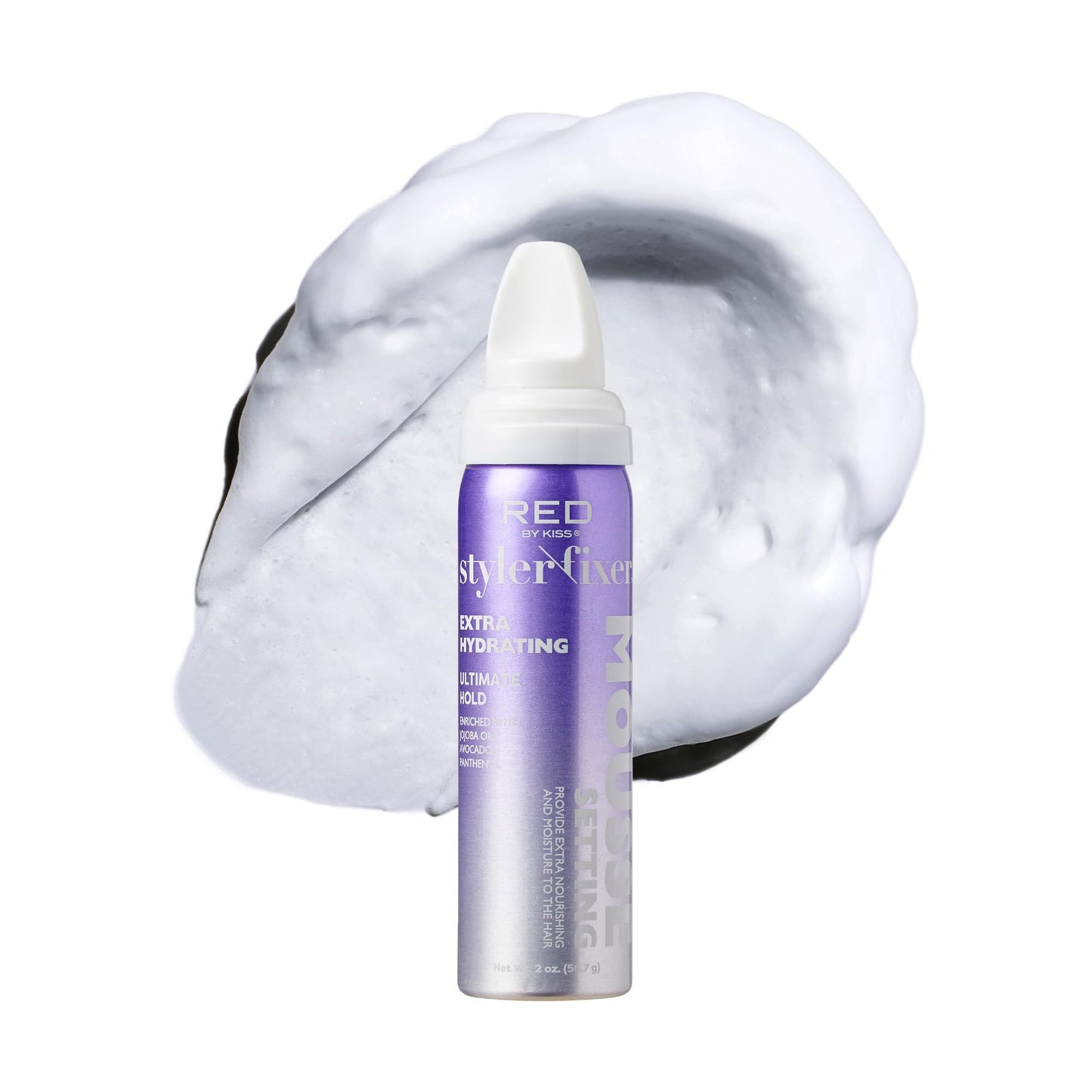Red by Kiss Setting Mousse Braid Frizz Control, Curl Definition, Shine, Maximize Volume, Ultimate Hold, Long Lasting, Non Sticky Creamy Foam Style