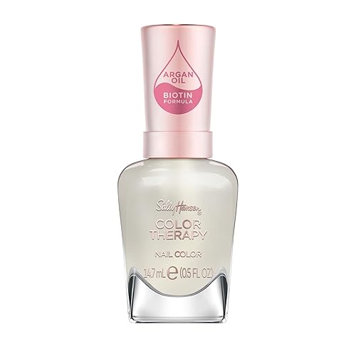 Sally Hansen Color Therapy Nail Polish | Biotin, Argan Oil, Long Lasting, Healthy Nails, Nail Strengthener, Sheer | 111 Fluer-t | Light Ivory