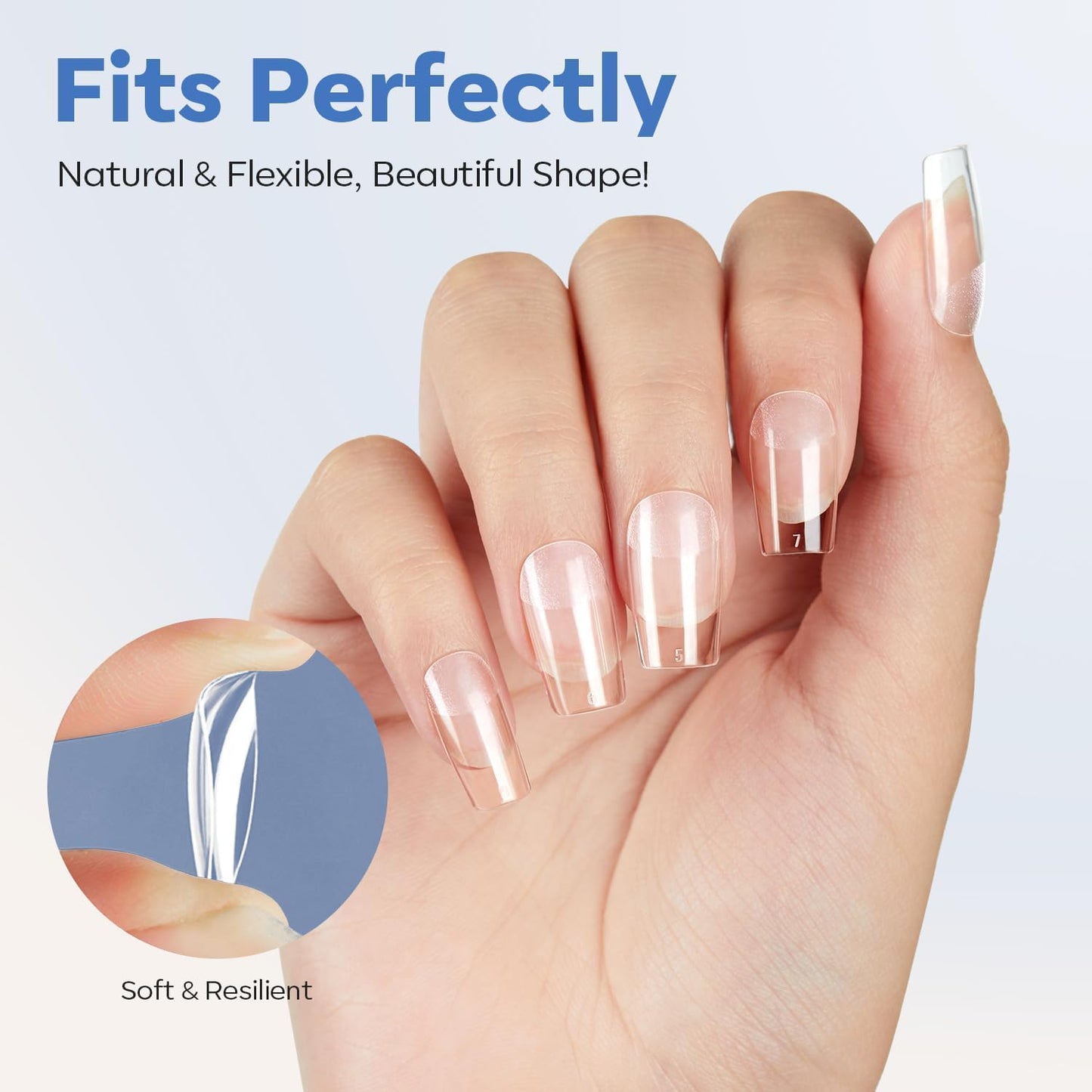 modelones Short Square Nail Tips, Pre-shaped Soft Gel Tips Fake Nails False Acrylic Clear Full Cover Press on Extension Gel Kit Manicure DIY at Home Beauty and Personal Care modelones