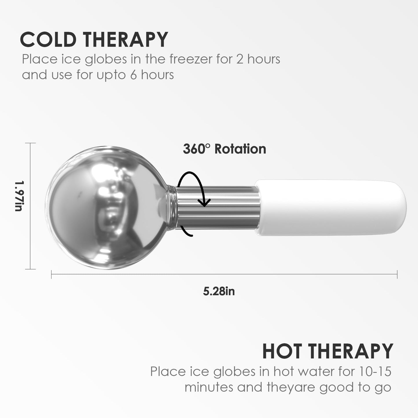 Lazzybeauty Rotating Stainless Steel Ice Globes – Unbreakable Facial Massage Balls for Face, Neck & Eyes | Cooling Cryo Sticks for Dark Circles & Anti-Aging