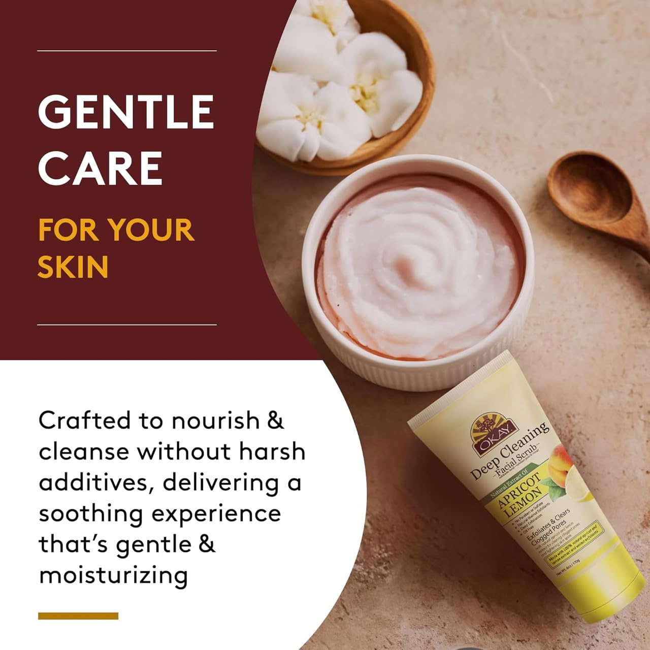 OKAY Oil Control Facial Scrub Exfoliator - Exfoliating Face Wash, Face Scrub for Women and Men, Moisturizing and Brightening, Leaves Skin Smooth