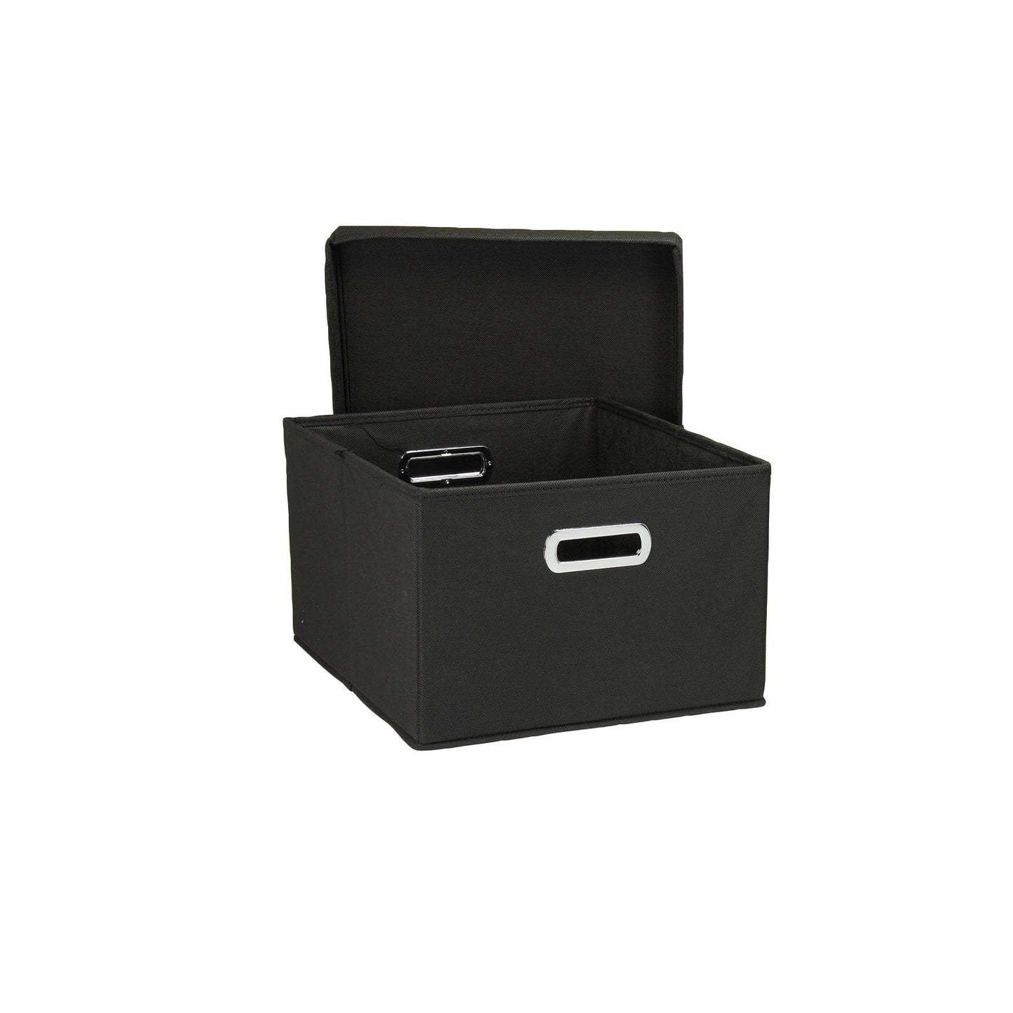 Household Essentials Fabric Storage Boxes with Lids and Handles, Black