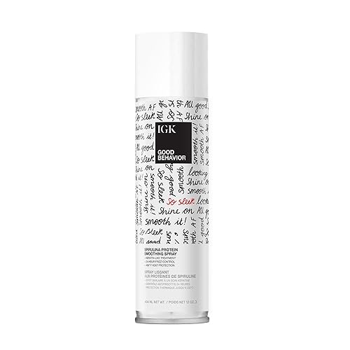 IGK Good Behavior Smoothing Spray 12 oz | 4 Day Anti-Frizz Heat Protectant with 450°F Protection | Keratin-Like Finish for Sleek, Shiny Hair |