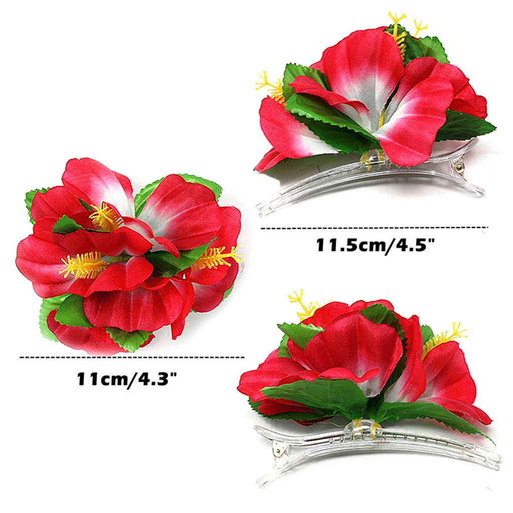 ALIMITOPIA Hawaiian Flower Hair Clip, 8pcs, Medium Size, Fabric Artificial Tropical Flower Hairpin Barrette, Hair Accessories for Luau Beach Party
