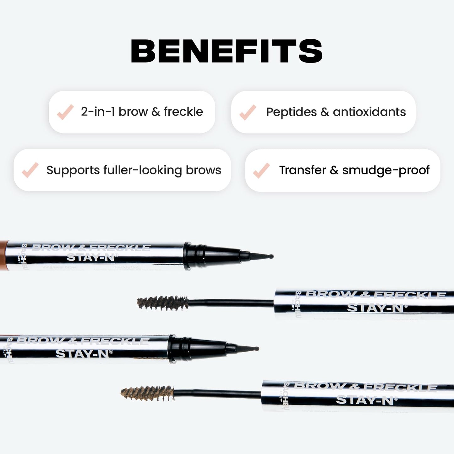 Sacheu Brow & Freckle STAY-N Tinted Eyebrow Gel & Faux Freckle Pen - 2-in-1 Longwear Water Resistant Brows Tint, Cruelty-Free & Vegan, Caramel Latte