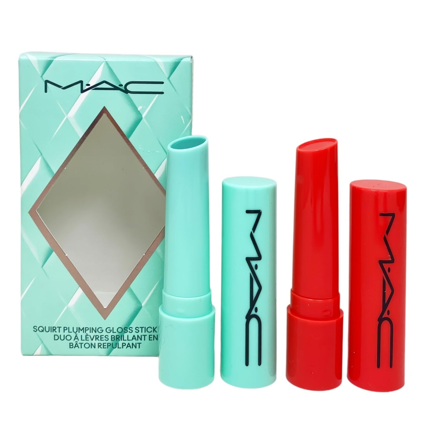 MAC M·A·C Cosmetics Holiday Exclusive Squirt Alert Plumping Lip Gloss Stick Duo Set - Mint To Be/Heat Sensor