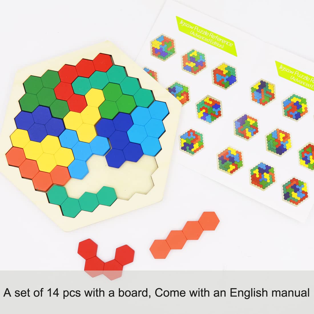 2-Pack Wooden Russian & Hexagon Block Puzzles – STEM Educational Brain Teasers for Kids & Adults, Logic Game & Intelligence Toy Gift