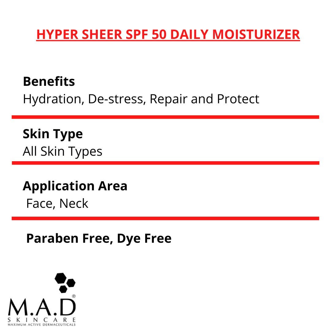 M.A.D Skincare Hyper Sheer SPF 50 Daily Moisturizer 1.7 oz.