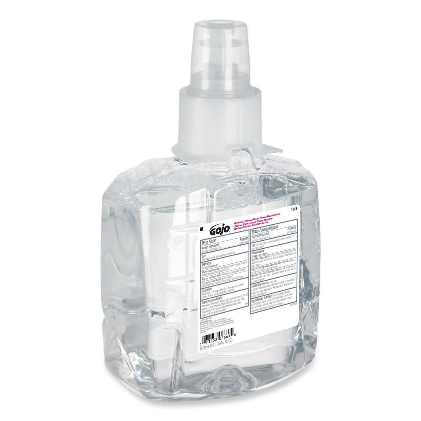 GOJO 1912-02 Antibacterial Plum Foam Hand Refill, Single Unit, 1200 mL