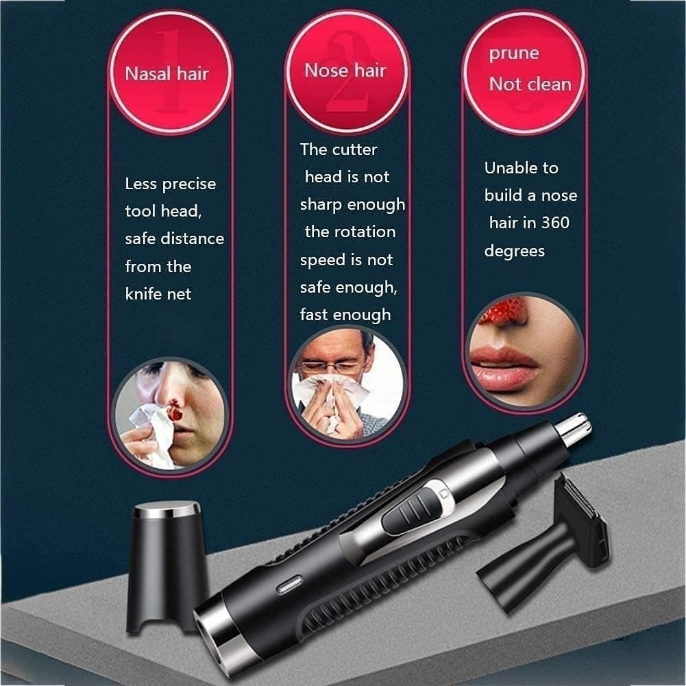 Hair Trimmer Ear and Nose Hair Trimmer Clipper, Professional Painless Facial Hair Trimmer for Men & Women, Rechargeable Beauty and Personal Care QERMXYRI