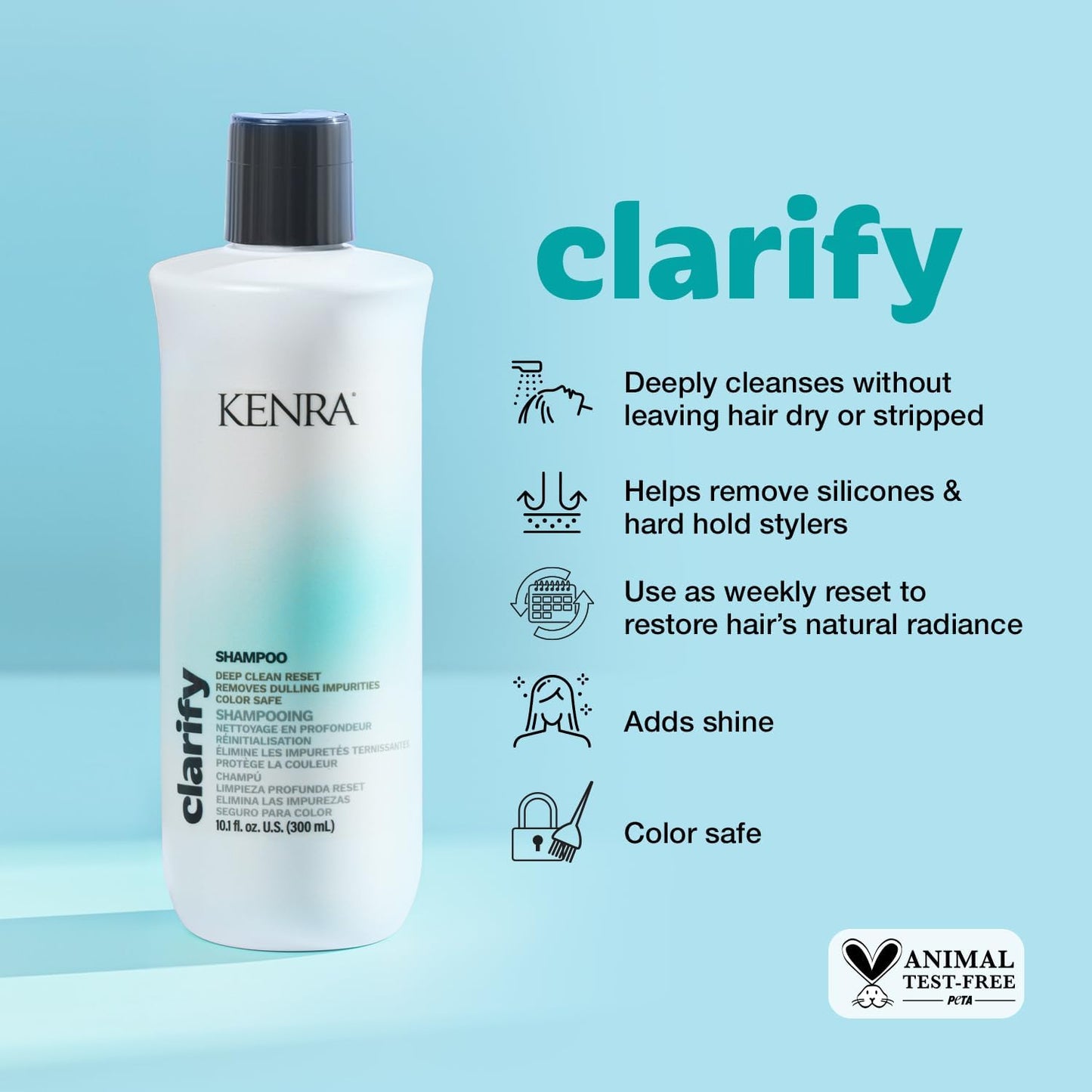 Kenra Clarify Shampoo | Deep Cleansing | Color-Safe | Removes Dulling Deposits & Product Build Up | Brightens Highlighted, Bleached, or Gray Hair |