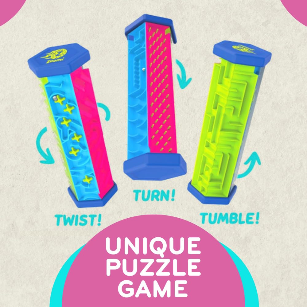 Mobi Zoomi Hexagon Maze Puzzle Game – 3D Gravity Ball Brain Teaser, Fidget Toy for Motor Skills & Coordination, Toddler & Kids Toy Ages 4+