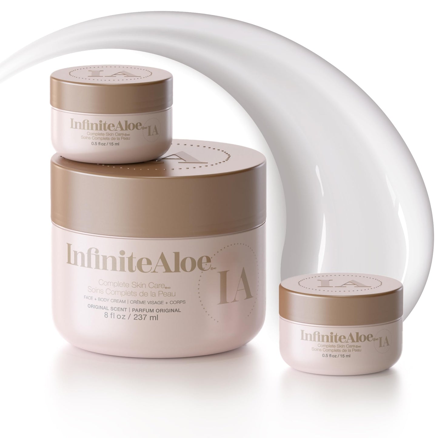 InfiniteAloe Complete Skin Care, Aloe Vera Powered Face and Body Cream for All Skin Types, Dry Skin Everyday Hero, Original Scent - Large Jar 8 oz & 2