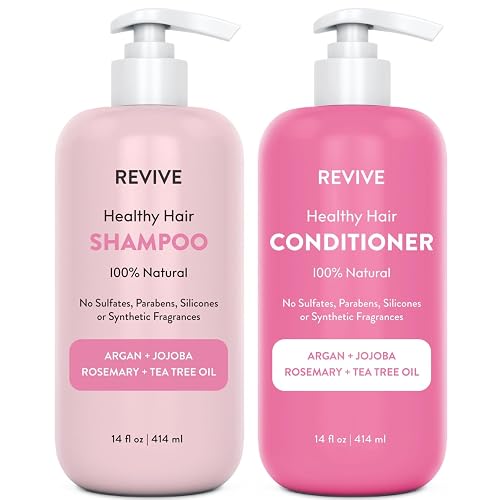 Healthy Hair Shampoo & Conditioner Set by REVIVEEO - Strengthening, Hydrating, Scalp-Nourishing, Biotin, Argan Oil