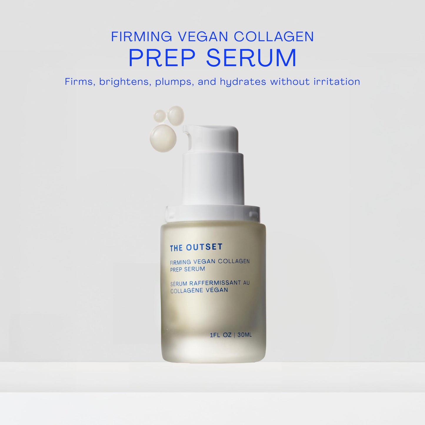 The Outset Firming Vegan Collagen Prep Serum - Gentle, Fragrance Free Multi-Benefit Serum - Hydrating, Brightening, Plumping and Anti-Aging - Clean