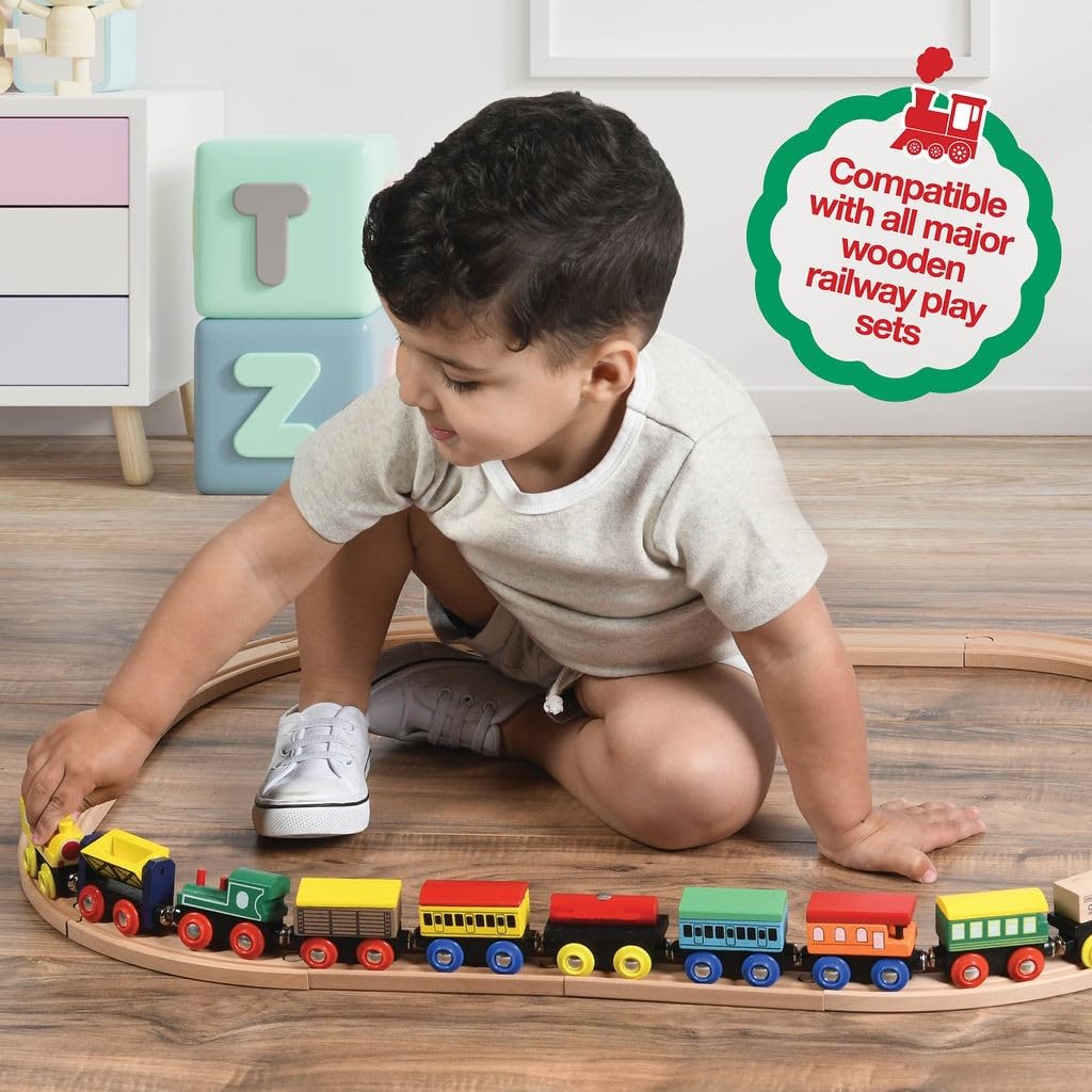 Wooden Train Set 12 PCS - Train Toys Magnetic Set Includes 3 Engines - Toy Train Sets For Kids Toddler Boys And Girls - Compatible With All Major…