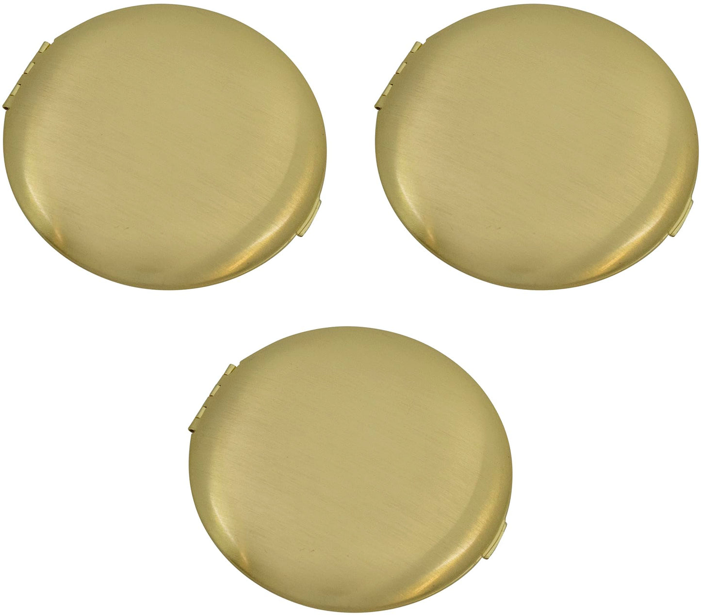 Stephanie Imports Set of 3 Double Sided Magnifying Compact Mirrors with Brushed Metal Finish (Gold, Round)