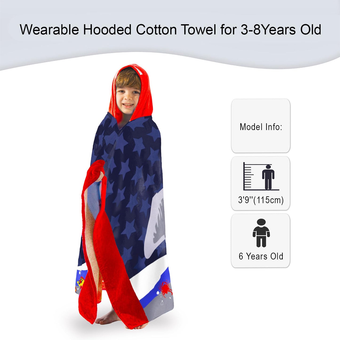 VOOVA & MOVAS Toddler Bath Towels Age 3-10,30''X50, Soft | Thick | Cotton | Oversized Absorbent - Beach | Bath | Pool | Swim Towels for Boys…