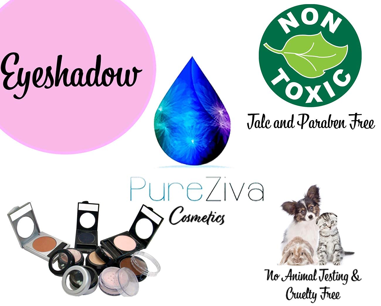 Pure Ziva Atlantic Navy Denim Royal Blue Sparkling Pressed Powder Single Vegan Eyeshadow; Talc, Paraben & Cruelty Free Beauty and Personal Care Pure Ziva