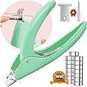 Green Adjustable Nail Clippers with Magnets Sizers for Acrylic Nails, Artificial Fake Nail False Nail Tip Cutter Trimmer Manicure Pedicure Sharp Blade