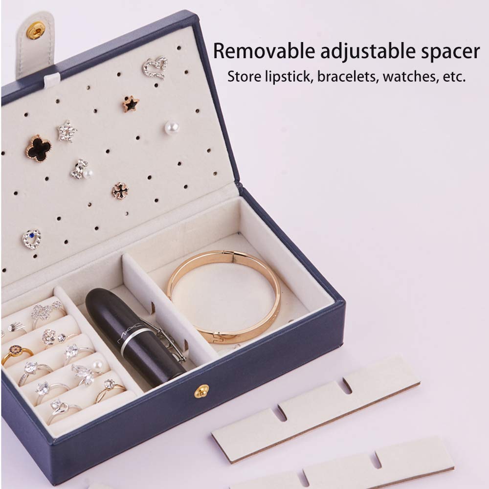 Fullgaden Jewelry Box,Necklace Ring Storage Organizer Double Layer Travel Synthetic Leather Jewel Cabinet Gift Case for Women, White