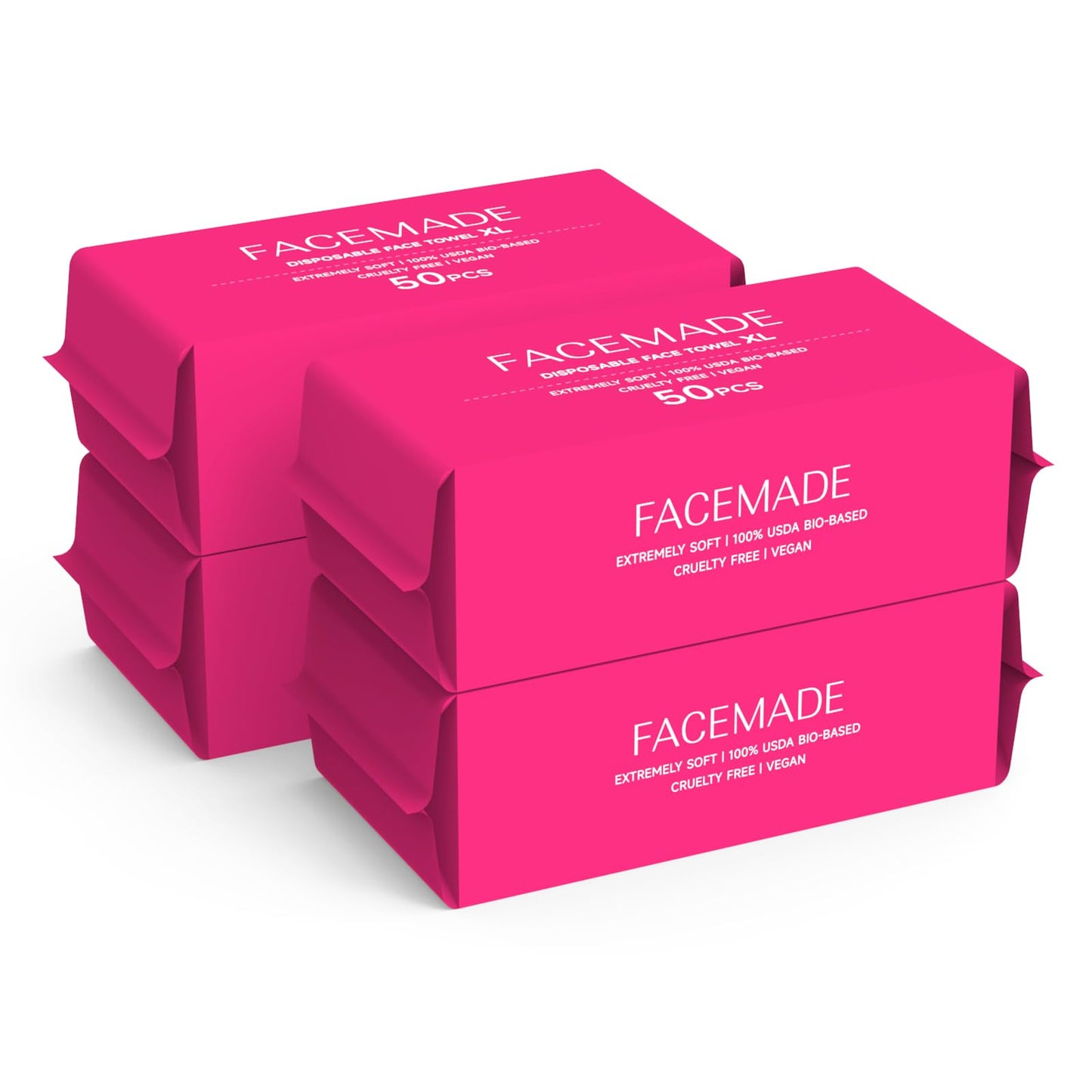 FACEMADE 200 Count (4 Packs) Disposable Face Towels, Ultra Thick Face Towelettes Disposable, Clean Facial Towels for Makeup Remover, Skincare, USDA Beauty and Personal Care FACEMADE Default Title