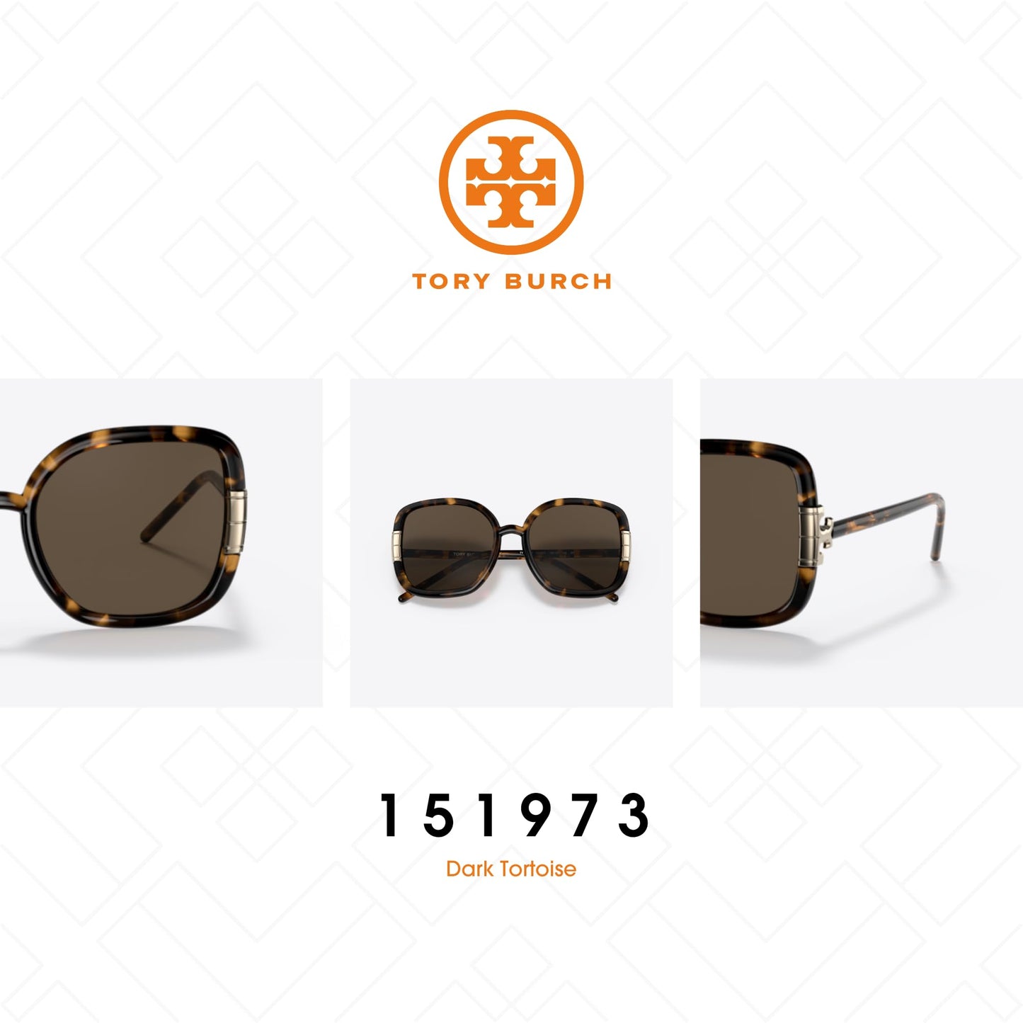 Tory Burch TY9063U 151973 56MM Dark Tortoise/Solid Brown Square Sunglasses for Women +BUNDLE with ACCESSORY EYEWEAR KIT