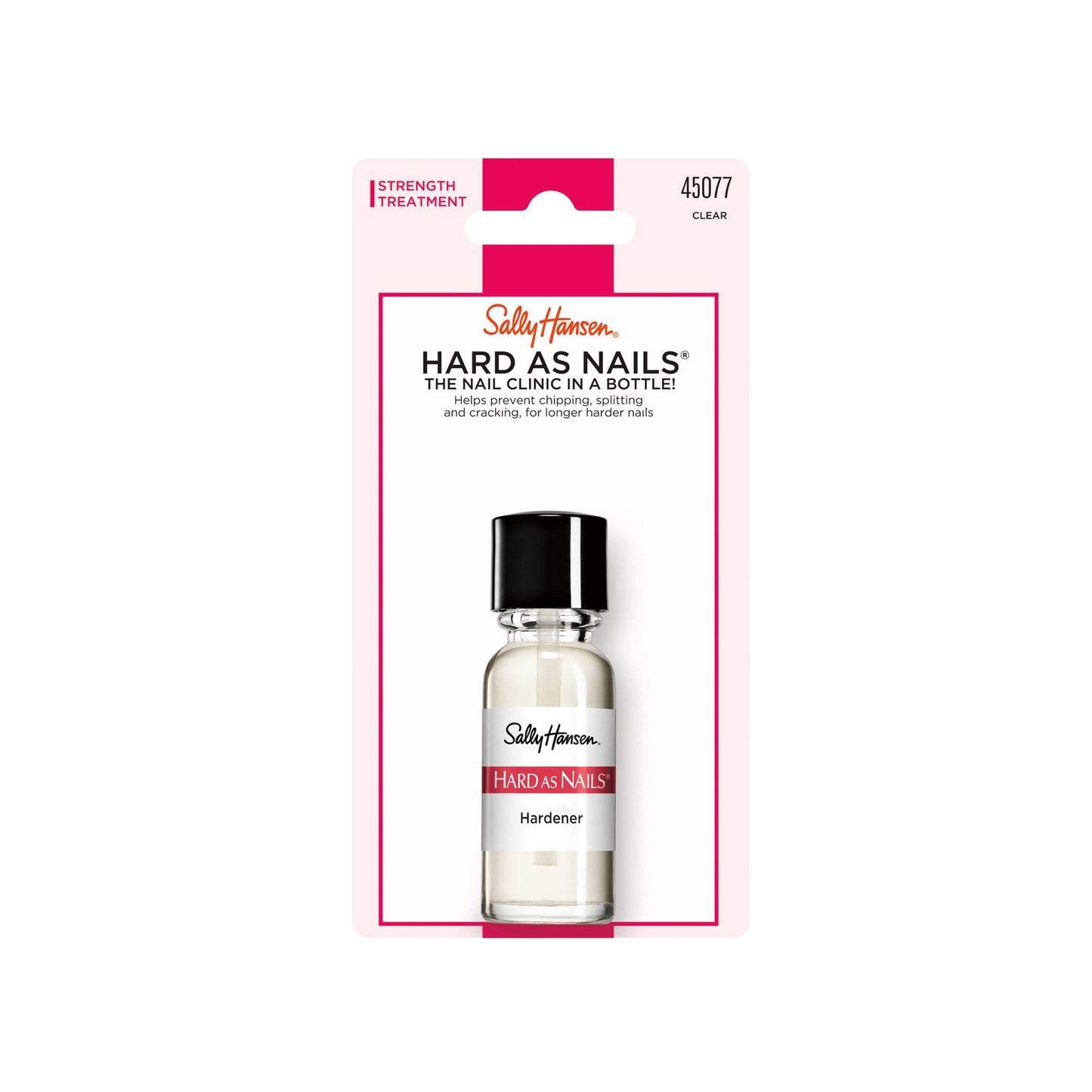 Sally Hansen Hard As Nails® Nail Hardener, Clear, Strengthener, 1 Count, 0.45 Oz , Nail Strengthener, Nail Strengthening Polish