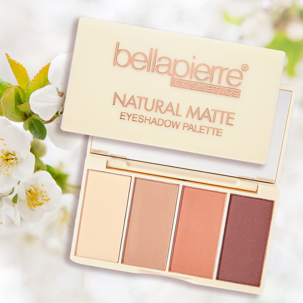 Bellapierre Natural Matte Eyeshadow Makeup Palette | Highly Pigmented, Long Lasting and Blendable | 4 Matte Shades | Hypoallergenic and Paraben-Free |