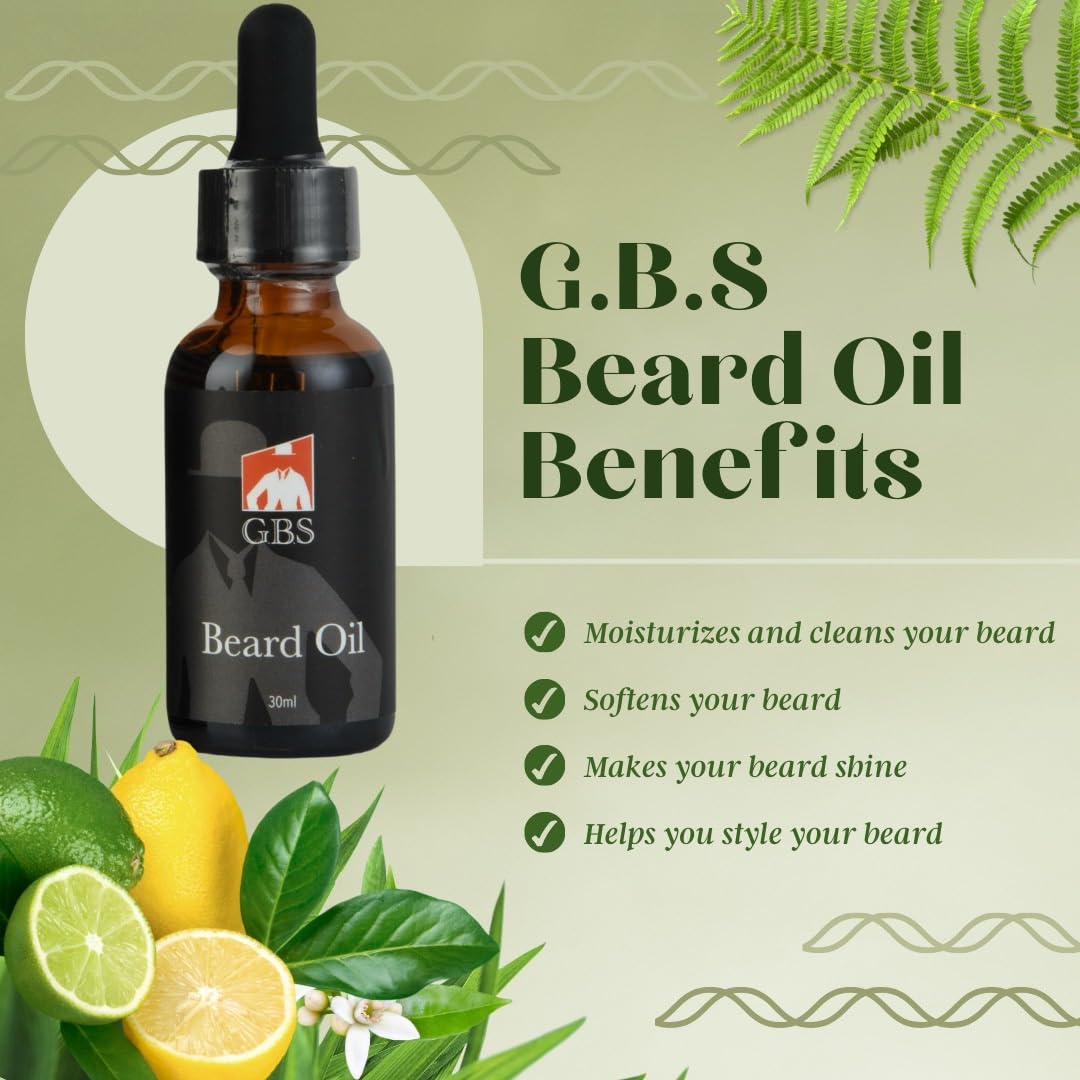 G.B.S Professional Beard Care Kit- Doppler Travel Bag, Professional Trimming Scissor, Multi-Side Natural Wood Comb, Mustache Wax, Beard Oil, Beard