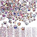 Bememo 3456 Pcs Crystals Diamond Rhinestones AB Clear Flat Back Round Gems Flatback Glass Mixed Size Crystals Gems for Crafts Clothes Shoes Makeup