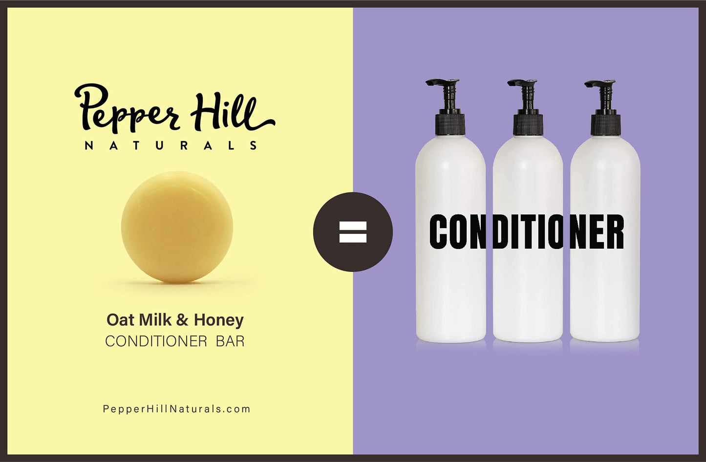 Pepper Hill Conditioner Bar - Oat Milk Honey (Fragrance Free) - Natural, Plant-Based, Cruelty-Free, Solid Shampoo for Sensitive Skin - Free