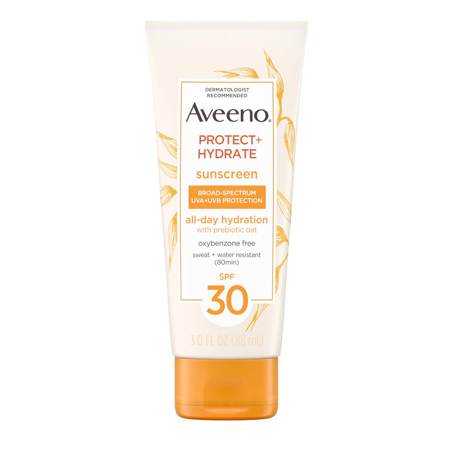 Aveeno Protect + Hydrate Moisturizing Sunscreen Lotion with Broad Spectrum SPF 30 & Prebiotic Oat, Weightless Sweat & Water-Resistant Full Body