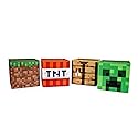 Minecraft 10-Inch Storage Set of 4 Bins | Includes Creeper, TNT, Grass, Crafting Table | Fabric Basket Container, Cubby Closet Organizer, Home Decor…
