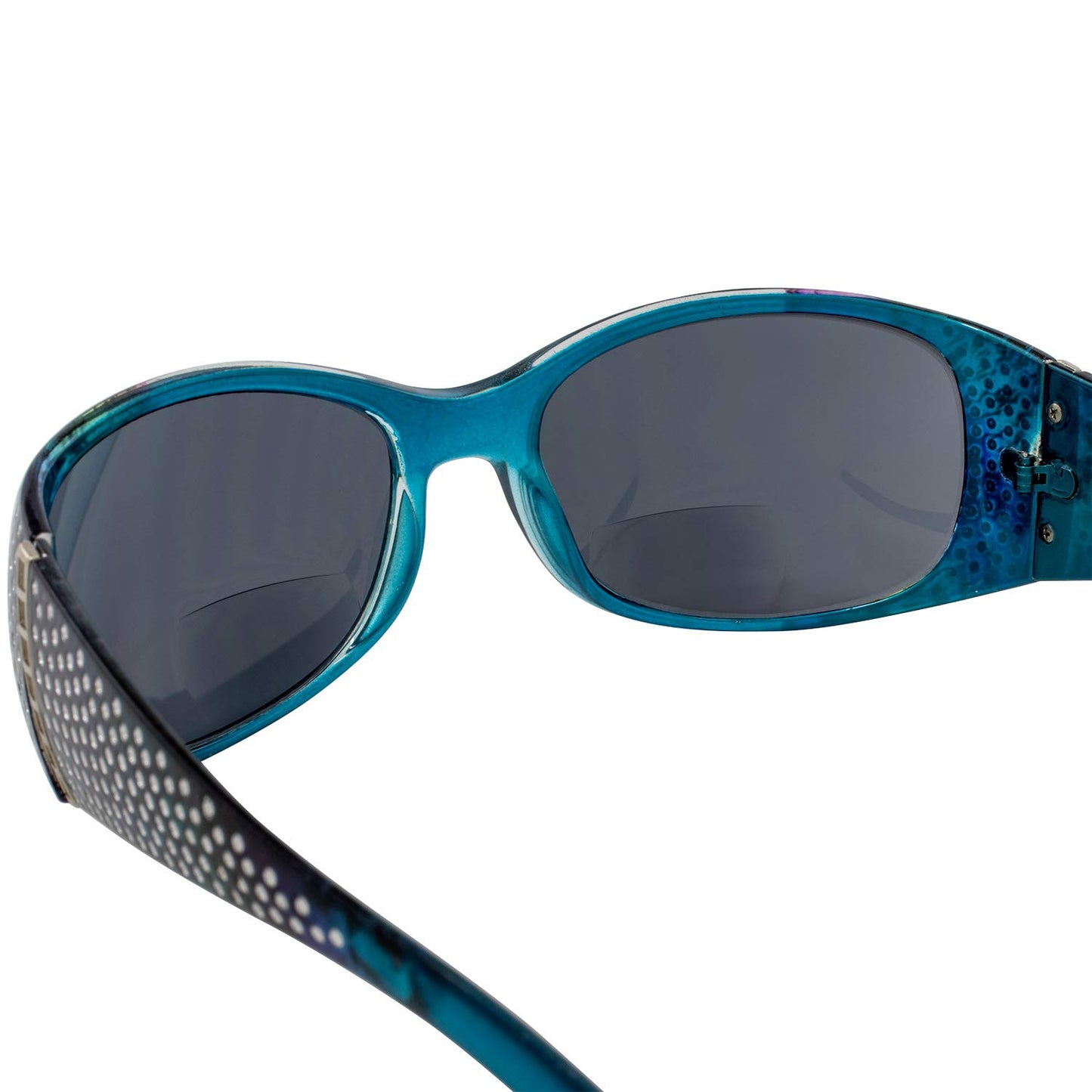 Global Vision Set of 2 Galaxy Womens Bifocal Fashion Motorcycle Sunglasses Readers Chrome Rhinestones Black & Blue Frames 2.5 Magnification