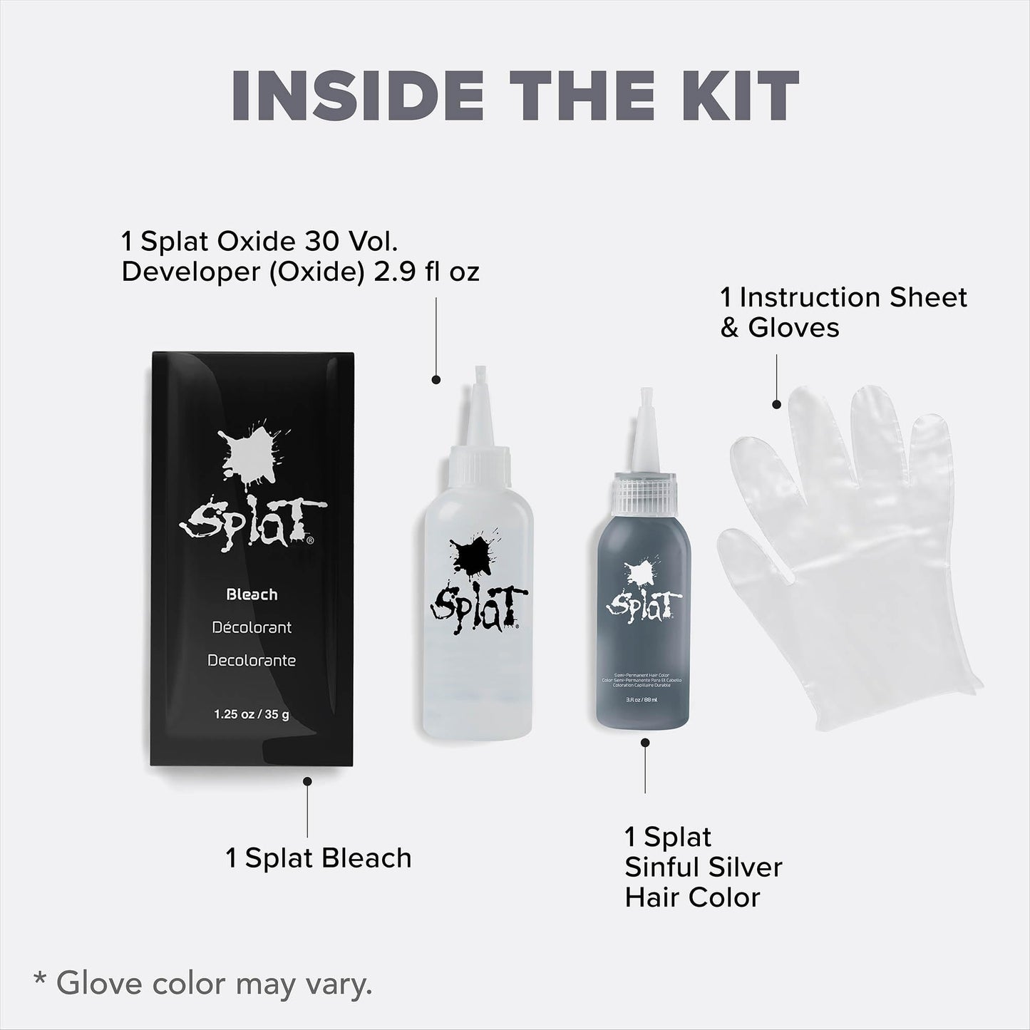 Splat | Complete Kit | Hair Dye | Semi-Permanent | Long Lasting | Vegan and Cruelty-Free (Sinful Silver)