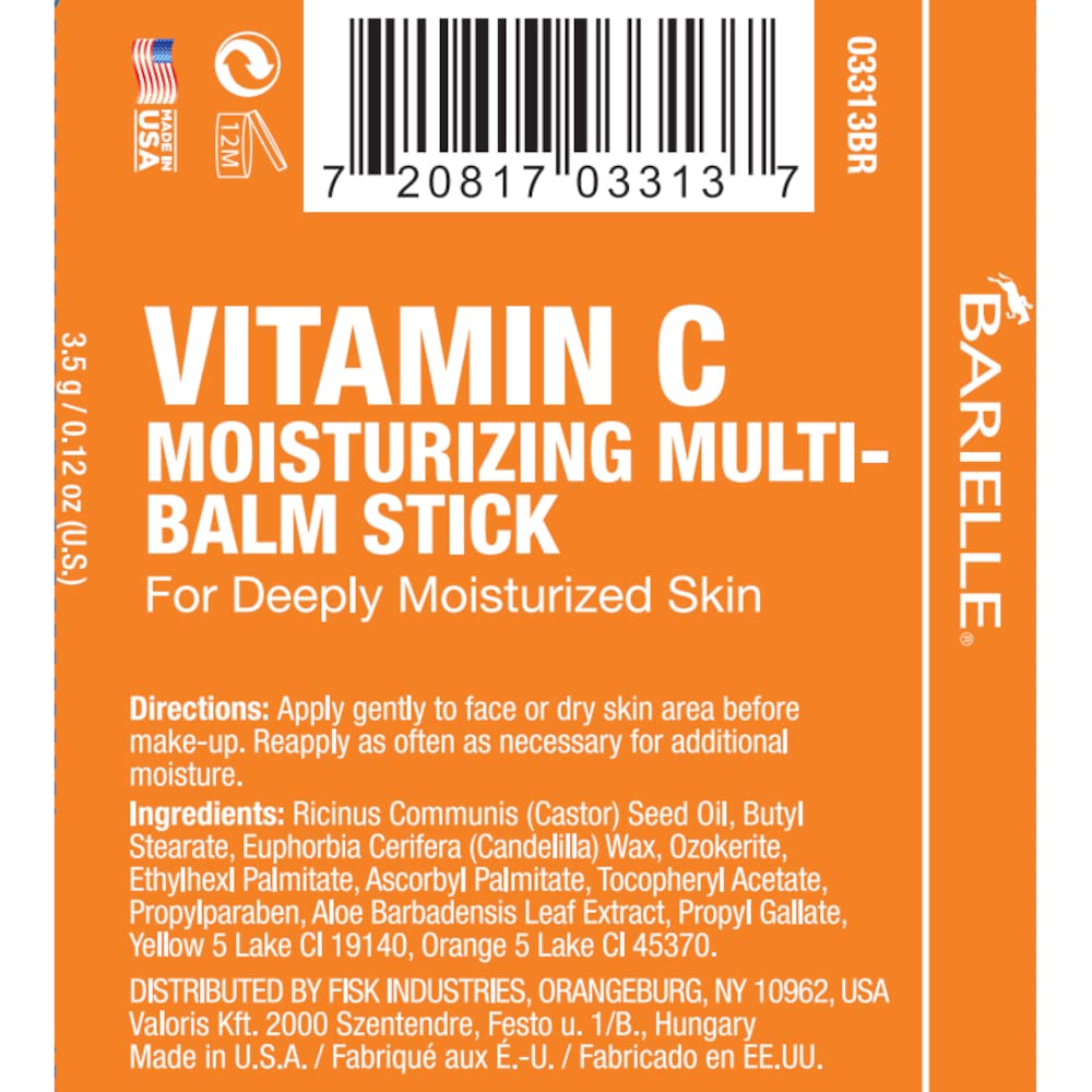 BARIELLE Vitamin C Moisturizing Balm Stick for Deeply Moisturized Skin - Facial Treatment Stick, Travel Size