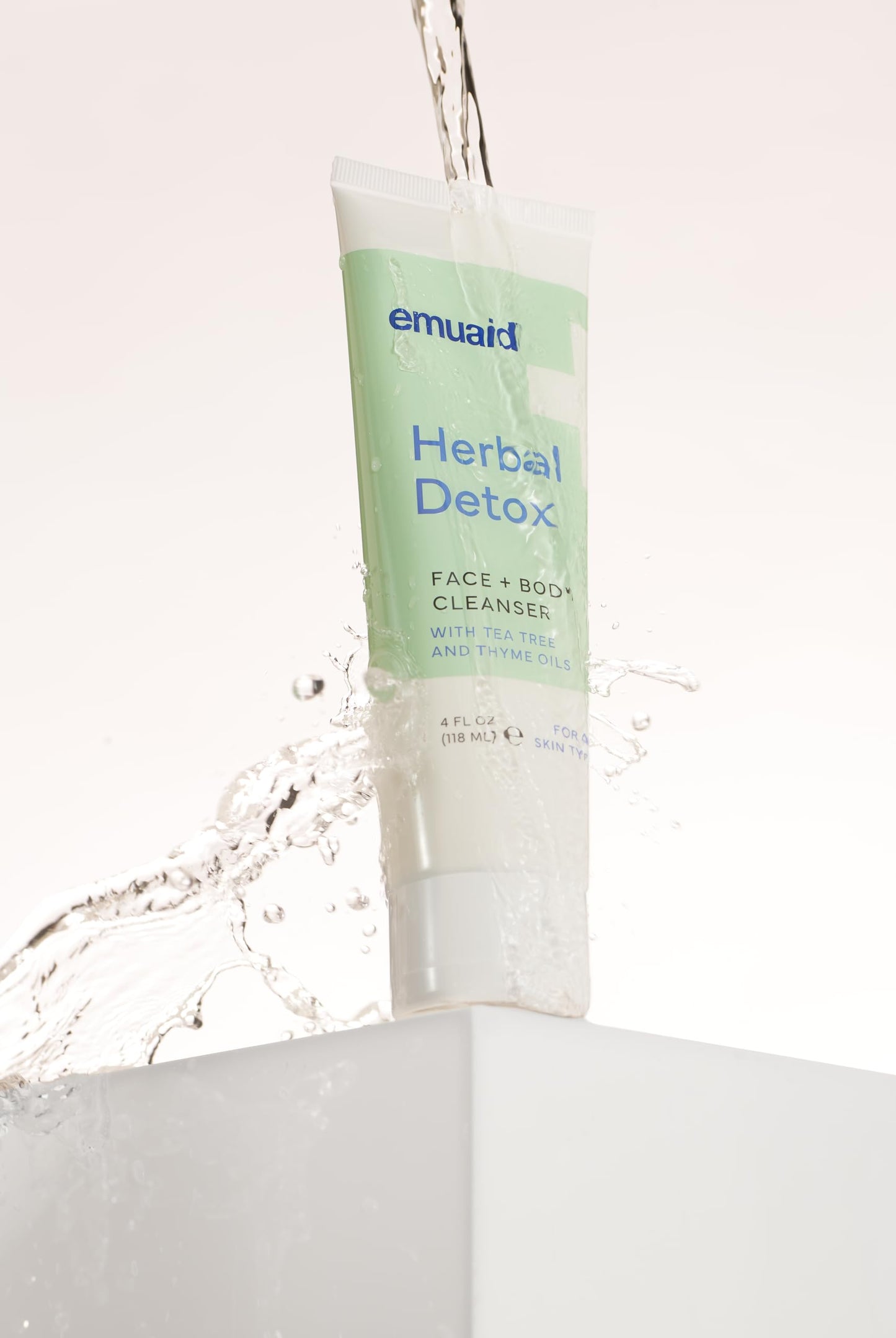 emuaid® Herbal Detox™ Face + Body Cleanser, Lightweight Botanical Foaming Gel with Tea Tree Oil + Thyme Oil, Gentle Skin Cleanser & Facial Wash